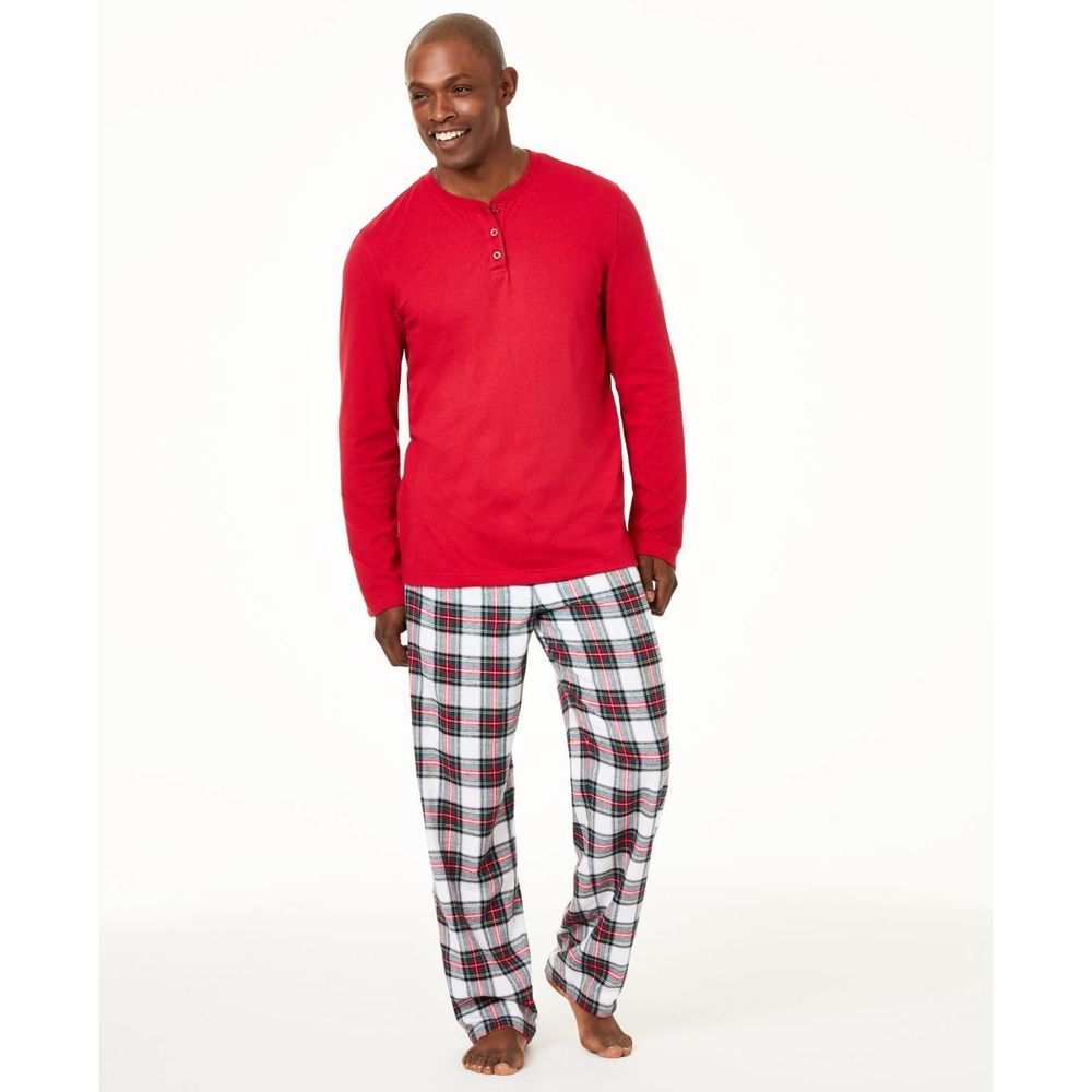 Family Pajamas Mens Matching Big and Tall Mix It Stewart Plaid Pajama Set,1XB